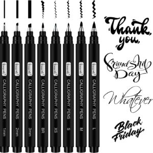 Brusarth Calligraphy Pens for Writing, Hand Lettering Pens, 10 Size